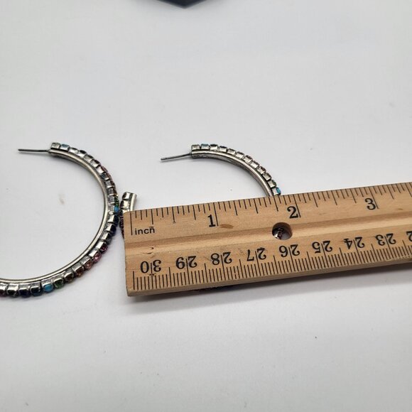 Dannijo Vega Hoop Earrings Rainbow Multicolor Silver Tone - Picture 6 of 15